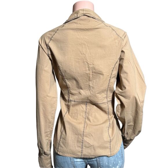 Pulp long sleeve raglan hazelnut button-down with textured on edge shirt M - Picture 3 of 6